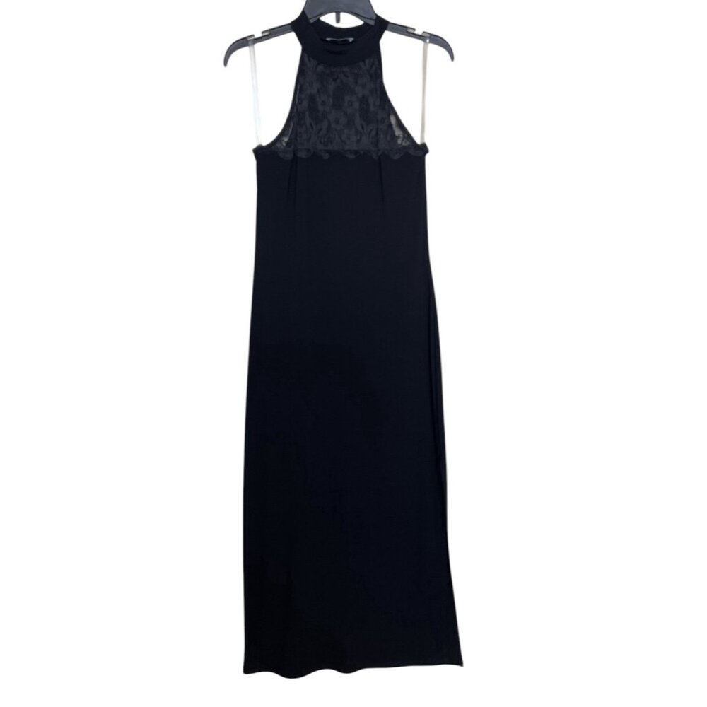 Bebe Dress Womens Size 4 Black Lace Stretch Sleeveless‎